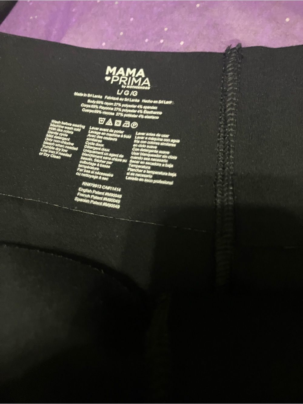 Mama Prima Black Leggings - L/XL